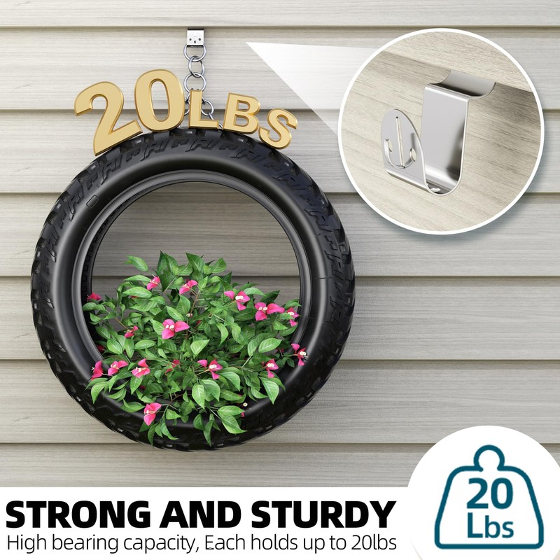 Amuille Heavy Duty Vinyl Siding Hooks 15 Pack, Stainless Steel