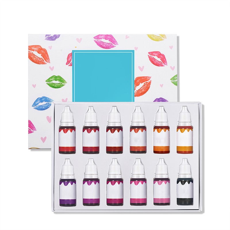 12 Bottles 10ml Lip Gloss Colorants DIY Liquid Pigment Lipgloss
