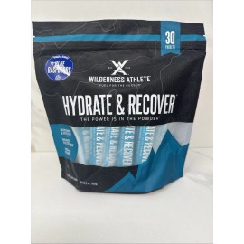 Wilderness Athlete Hydrate & Recover Powder 30 Packets Electrolyte Drink Mix Blue Raspberry 08/2027