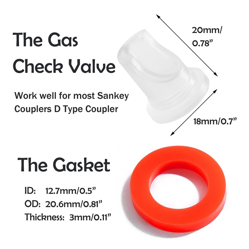 LitKiwi 5PCS Beer Keg Coupler Check Valve & 5PCS Beer