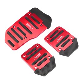 Adunsiaoto 3 Pieces Car Brake Foot Pedals Pad Kit, Car Pedal Cover Fuel Accelerator Brake Pedal Pads Kit, Universal Non-Slip Automatic Gas Brake Foot Pedal Pad, Car Brakes Pedals(Red)