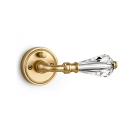 SORWDUERM 1 Pack Gold Glass Door Lever Privacy Crystal Door Levers Satin Brass Door Lever Interior Brushed Gold Door Handle for Bedroom and Bathroom,Zinc Alloy