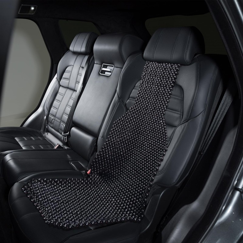 ZONETECH Black Wood Beaded Seat Cushion - Premium Quality Massaging