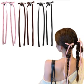 ZHEJIA Hair Clip, Ribbon, Hairpin (Set of 6) (3 Colors, 6 Pieces), Hair Claw, Bowknots, Velour, Cute, Stylish, Kids, Women's, Hair Accessories, School Entrance Ceremonies, Birthdays, Recitals,