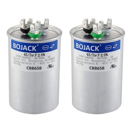 BOJACK 2 unidades 45+5 uF 45/5 MFD ± 6% 370V/440VAC CBB65 Dual Run Condensador de arranque circular para motor de CA o arranque de ventilador o conden
