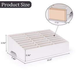 Ozzptuu 24-Grid Wooden Cell Phone Holder Desktop Organizer Storage Box for Classroom Office (White 24-Grid)