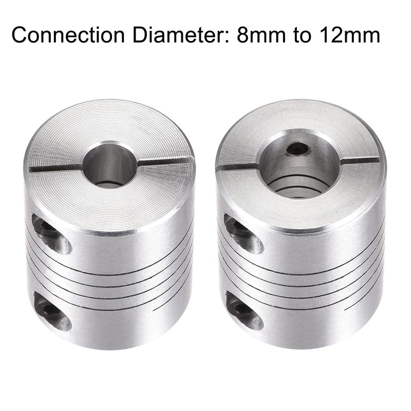 sourcing map 2PCS Motor Shaft 8mm to 12mm Helical Beam