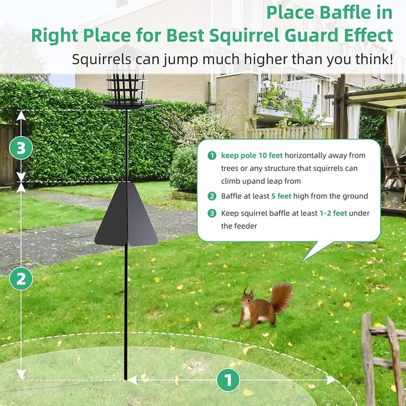 Wide Squirrel Baffle for Bird Feeder Pole, Outside Pole Mount