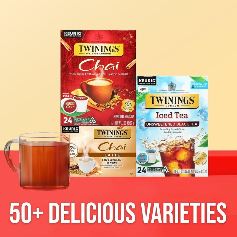 Twinings Chai Black Tea K-Cup Pods for Keurig Brewers, 72