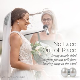 Maplefield The Little Things Double-Sided Pearl Veil Weights – 12 Magnetic Non-Damaging Bridal Accessories and Bride Presents for Securing Long Wedding Trains at Outdoor Ceremonies