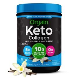 Orgain Keto Collagen Protein Powder, Vanilla - 10g Grass Fed Hydrolyzed Collagen Peptides for Women & Men, Type I & III, 5g MCT Oil - Hair, Skin, Nail, & Joint Support, Non-GMO, Gluten Free - 0.88lb
