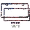 2 Pack License Plate Frames (USA American Flag Design) -