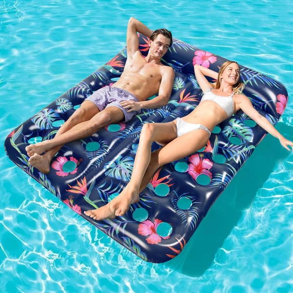 Inflatable Pool Float Lounger, 72" x 60" Large Pool Floats