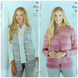 Ladies Knitting Pattern Lace Hem Waistcoat and Cardigan in Island Beaches DK King Cole 5609