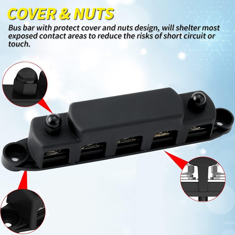 Greluma 1pc M8 (5/16") 5 Bolt Power Distribution Block 5