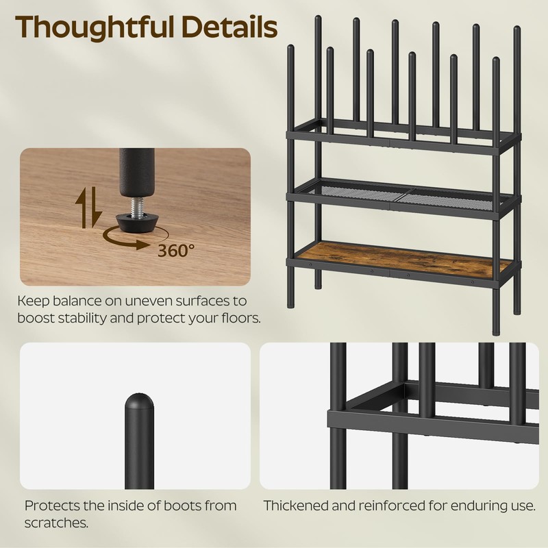 YATINEY Free Standing Shoe Rack, Tall Boots Rack Organizer, Boot