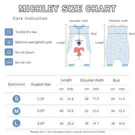 MICHLEY Toddler Sleeping Sack with Feet Newborn Infant Sleeveless Sleeping Bag 2-way Zipper Baby Wearable Blanket for Walkers,Bear,5-6T