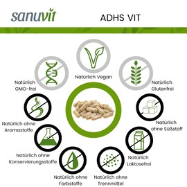 Sanuvit® - ADHD VIT | Focus & Attention | For Adults & Children | High Organic Availability | Quality from Austria | Vegan | 120 Capsules