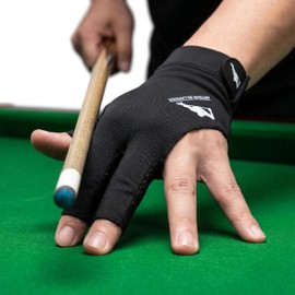 QMQYJZ Pool Glove Left Hand for Men & Women, Billiards Glove Left Hand with 3 Finger Design, Breathable Ice Silk Pool Shooting Glove, Cue Sports Glove with Adjustable Velcro (1PCS) (Grey)
