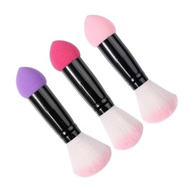 OHPHCALL 3pcs Dual Ended Makeup Brush Blush Powder Brush Liquid Blush Applicator Travel Makeup for Women Beauty Tools