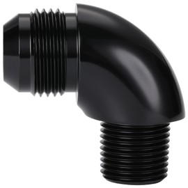 Podavelle 12AN Male Flare to 1/2 NPT Pipe 90 Degree Full flow Elbow Fitting Adapter Union Aluminum Black