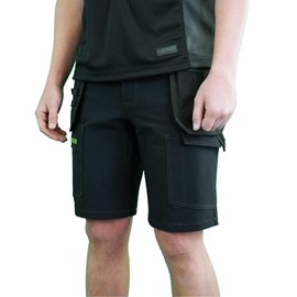 Tool Monkey Apache Premium Stretch Shorts, 4 Way Stretch Lightweight Fabric with Holster Pockets (UK, Waist, 32, Regular, Regular, Black)