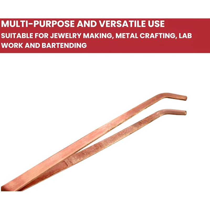 Copper Tongs 8.5 inches Curved Tip Ideal for Jewelry Making