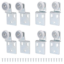 4 Pair Sliding Closet Door Roller Kit - Top Hung Door Replacement Hardware with 3/4 Inch Convex Wheels, Ball Bearing, Stamped Steel, 3/8" & 1/2" Offset Brackets