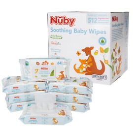 Nuby's Soothing Ultra Premium Baby Wipes Naturally Inspired with Chamomile, Aloe, and Citroganix, Fragrance Free, Extra Thick, 512 Count