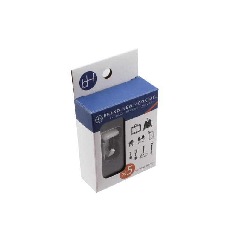Nichi Seisakusho BH-CK53W bH Rail Series Single Hook, White, Pack