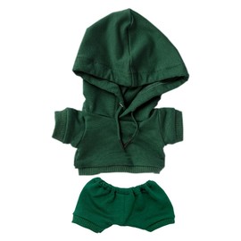 niannyyhouse 15cm Plush Doll Clothes Elastic Solid Sportswear Suits Hoodie Pants Soft Stuffed Plush Toy Fancy Dress Accessories (Dark Green, 15cm)