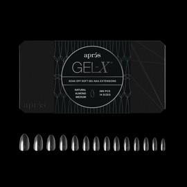 Apres Gel-X® Almond Box of Nail Tips | 280 Gel-X Tips, Soft Tips, 14 Sizes 00-9 | Half-sizes Included (Natural Almond Medium, 280 Count)