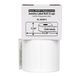 HOUSELABELS Compatible DYMO 30299 Jewelry Labels (7/16" x 2-1/8") in Polypropylene Compatible with Rollo, DYMO LW Printers, 1 Roll / 1,500 Labels per Roll