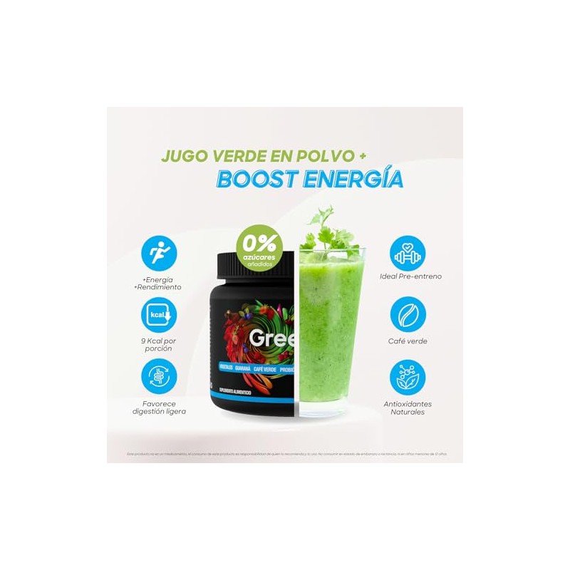 GreenPulse Morning Boost Jugo Verde en Polvo Sabor Frutos Rojos