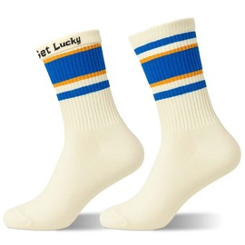 NREDXOON Retro Tennis Socks for Students and Students - Cotton Breathable & Soft - Graduation Gift with Lucky Motif, blue, 35 - 38
