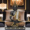 Global Grabbers Sitting Buddha Idol Statue Showpiece Orange and Black