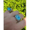 HarlemBling Blue Genuine Turquoise Mens Real Solid 925 Sterling Silver