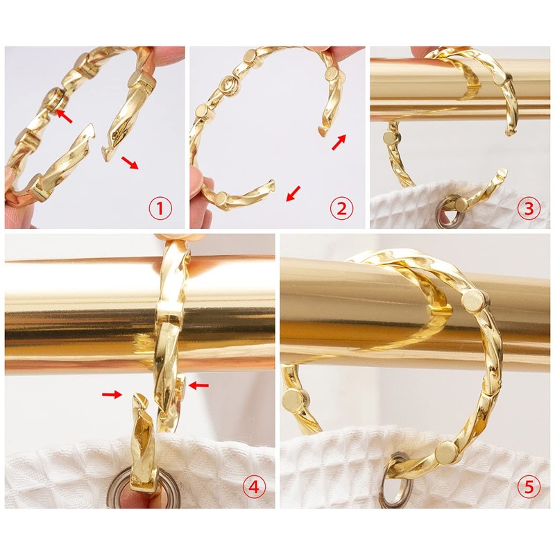 Utopia Alley Shower Hooks - Shower Curtain Rings for Bathroom