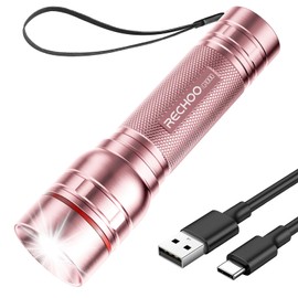 Rechargeable Flashlights High Lumens, G1000 Super Bright Flash Light Pink, Small Zoomable LED Flashlight with 3 Lighting Modes, Portable Tactical Flashlight for Camping Essentials, Gift for Women
