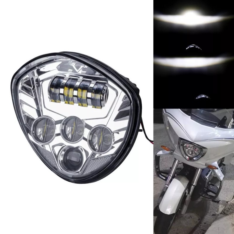 100% Victory Cross Country Motorcycle Chrome Led Headlight 8 Ball