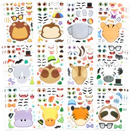 JOYIN - 36 pegatinas de 9 x 6 pulgadas para hacer una cara para niños, haz tus propias pegatinas de animales de safari, recuerdos de fiesta de la selva, manualidades para niños, rellenos para bolsas