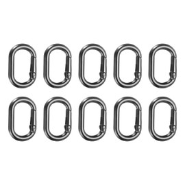 QUARKZMAN Pack of 10 Spring Oval Rings, 7 mm / 0.3 Inch ID 14 mm / 0.55 Inch OD Spring Key Ring Clips Snap Buckle Zinc Alloy Trigger Rings for Key Ring Buckle Handbags, Black, black