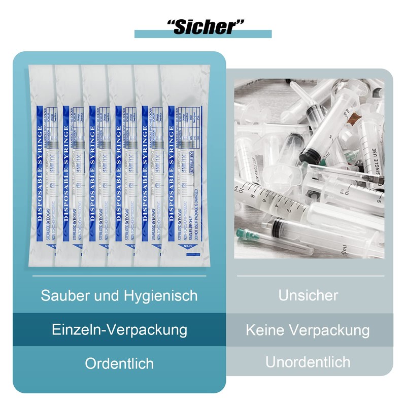 Pack of 30 Plastic Syringes 5 ml, Measuring Syringe Disposable