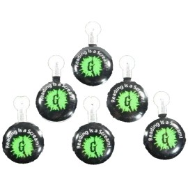 Goosebumps Reading is a Scream! Lot of 6. Clip-back Button Black with Green 1996