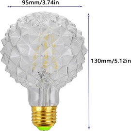 Lxcom Lighting G95 Pineapple Decorative Edison Light Bulbs 4W Globe Vintage Nostalgic LED Edison Light Bulb 40W Equivalent Neutral White 4000K E26 Base for Bedroom Table Lamp Ceiling Fan,2 Pack
