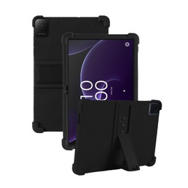 Case for TCL TAB 10 Gen 4 Android Tablet 10.1 Inch (Model 8483A), FJIASTB Soft Silicone Kids Friendly Protective Cover with Adjustable Stand, Drop-Proof (Black)