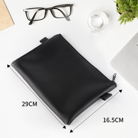 LALAGO Pack of 3 purse, purse, bank bag, PU document bag with zip, zip bag, cosmetic bag, black, black, Professional