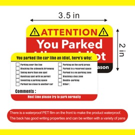 160psc You Parked Like an Idiot Business Cards Bad Parking Cards 3.5"x2" Multi Reasons Violation Stocking Stuffers for Adults