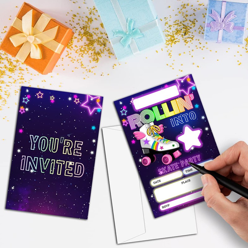 Roller Skating Theme Birthday Invitation(4" X 6"), Skate Party Fill-In
