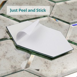 Soulscrafts Peel and Stick Beveled Mirror Tile, Mirror Backsplash Tiles 6x8 Inch Diamond for Kitchen Bathroom Wall 16 Pcs, 2.6 SQ.FT